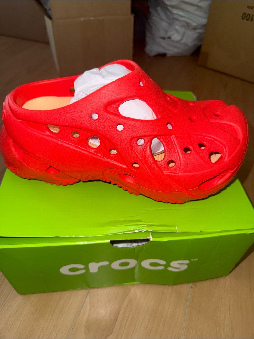 CROCS Kids Vented Slip-On Clog in Bright Red